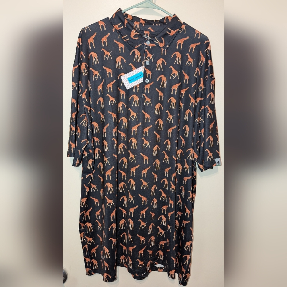 Proud Ninety 90 Shirt Polo golf Pickball Men's 3X NWT Giraffe print